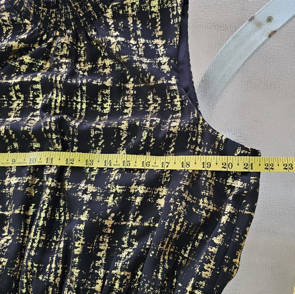 MSK XL Metallic Gold Black Maxi Dress | Boho Glam Tiered Skirt | Holiday Party